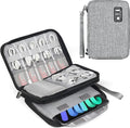 Double Layer Cord Organizer Bag, Portable Cable Storage Case, Flat Electronic Organizer Travel Case, Portable Tech Bag for Cable/Cord Storage/iPad (up to 7.9")/Wall Charger/Electronics by Luxtude
