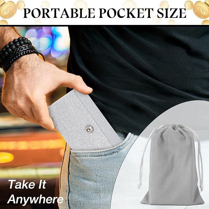 Acrylic Cash Box for Gambler Pocket Size, Silver Shimmering Winners Bank with 2 Keys Storage Bag, Compact Portable Secure Money Organizer Safe Lock Box for Casino, Control Gambler,1 Pack - Image 4