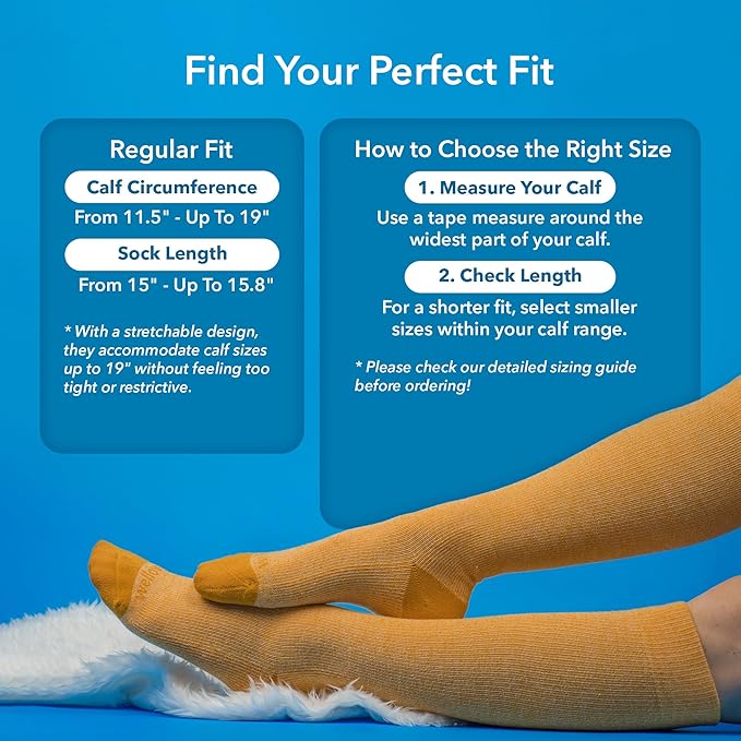 Wellow Knee High Compression Socks for Men & Women, 18–25 mmHg, Bamboo Viscose, Swelling Relief - Image 2