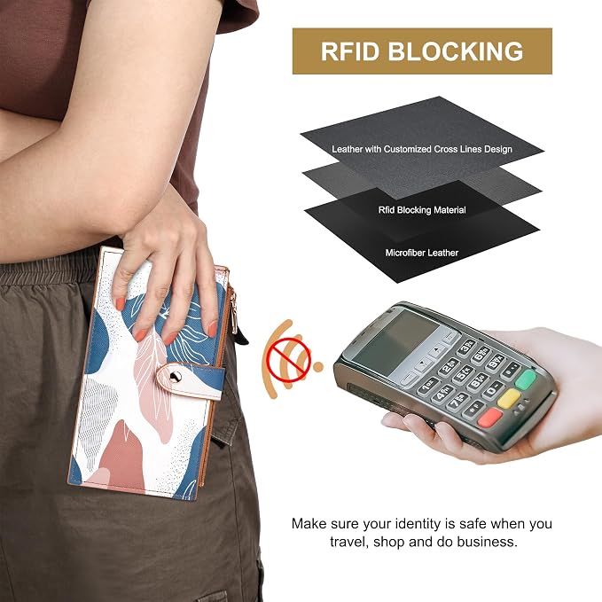 Travelambo RFID Wallet Women Large Size Bifold Multi Card Wallet Case with Zipper Pocke Credit Card Holder for Women - Image 4