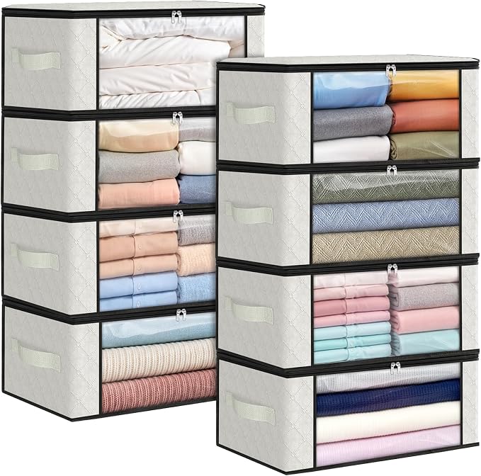 35L Closet Organizers, Foldable Under Bed Storage Containers | Storage Bags with Zippers,Window and Handles for Organizing Bedroom, Closet, Clothing,Organization with Handle by Fabtotes
