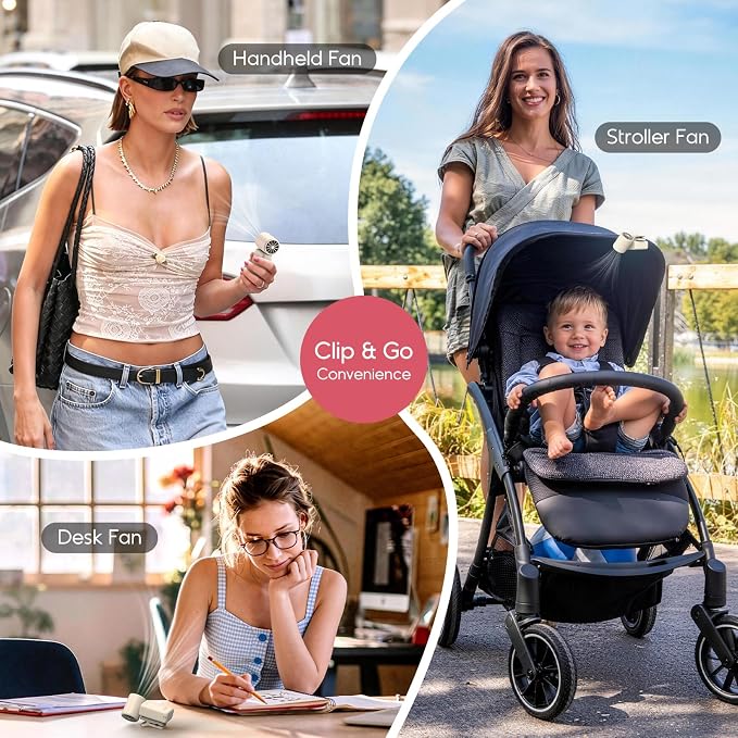 Clip-On Portable Fan for Strollers, 13500RPM Mini Handheld Turbo Travel Fan | Rechargeable 360° Rotatable, LED Display, 4 Gear High Speed Turbo, Travel Cruise Concert Office Makeup Ideal, Women Men Gifts - Image 3