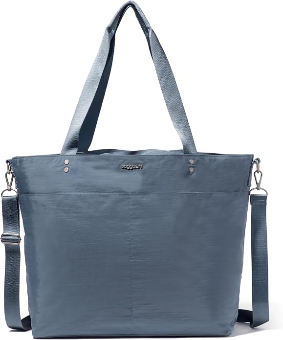 Baggallini Carryall Tote - Lightweight Nylon Zipper Top Weekender Travel Beach Bag w/Luggage Sleeve by baggallini