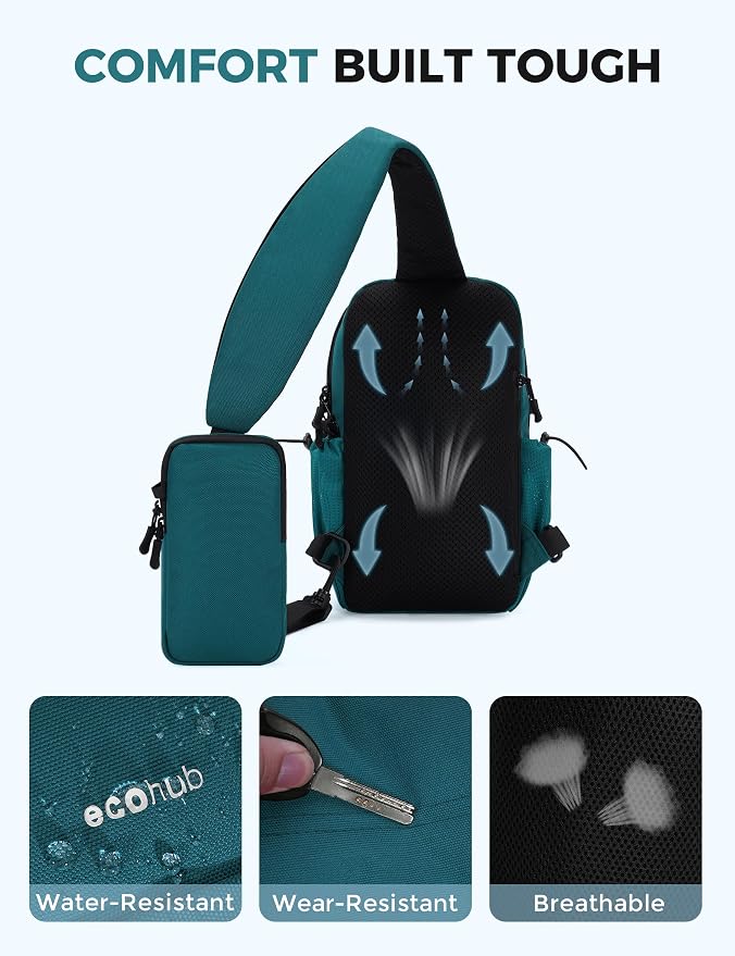 ECOHUB Anti-Theft Crossbody Bag Men Women RFID Blocking Lightweight Sling Backpack Water Resistant for Travel Hiking Outdoor - Image 8