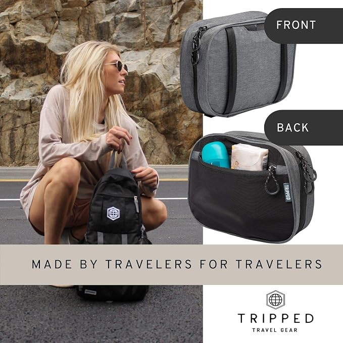 TRIPPED Travel Gear 3-Piece Travel Toiletry Bag Set | Includes Hanging Toiletry Bag, 311 TSA Liquid Bag, and Accessory Organizer Pouch with Lightweight Ripstop Construction - Image 7