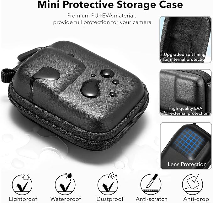 OSMO Action 5 Pro Accessories, PU Portable Mini Carrying Bag Case, Lens Screen Protectors (6 Pack) Comatible with DJI Osmo Action 5 Pro, Rubber Lens Cap Cover for DJI Action Camera - Image 2