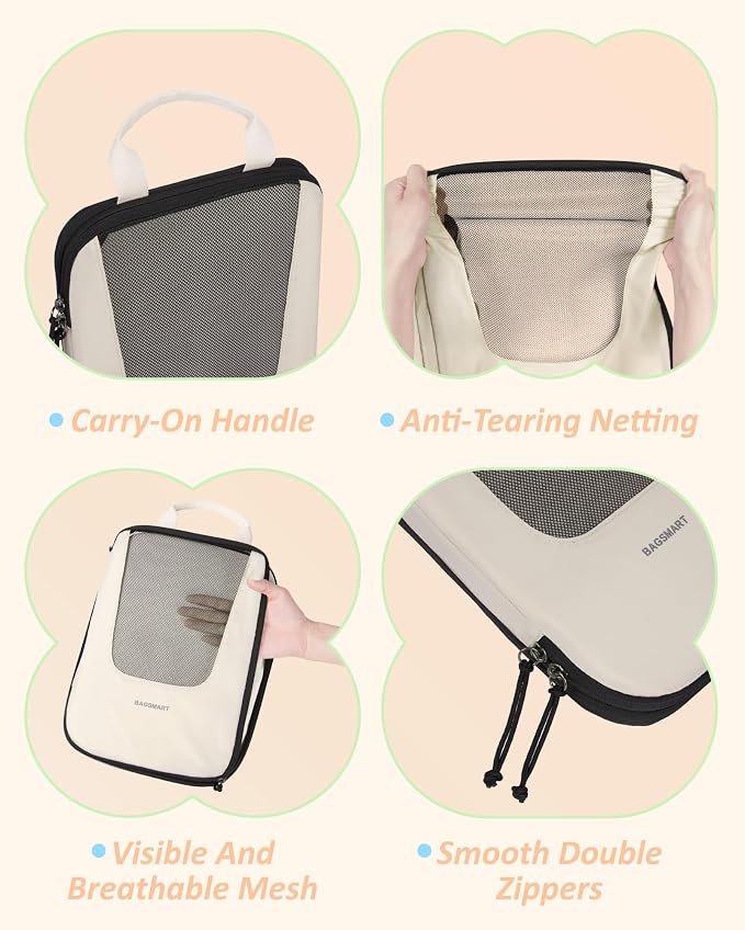 BAGSMART Compression Packing Cubes for Travel, 6/5/4set Lightweight Packing Organizers, Summer Travel Essentials Suitcase Organizer Bags Set - Image 6