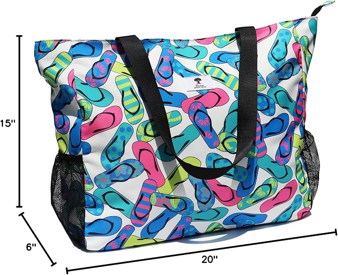 ESVAN LARGE BEACH BAG Water Resistant Lightweight 20 inch Women Oversize Tote Bag for Gym Beach Travel Pool Yoga Nurse - Image 9