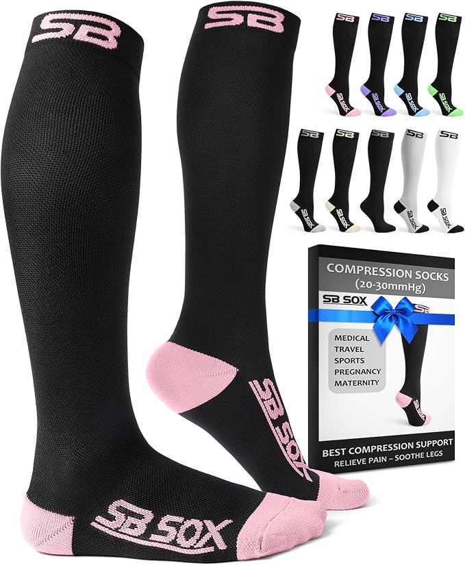 SB SOX Compression Socks for Men & Women (20-30mmHg) | Best Quality Compression Socks for Flying, Medical, Sports, Wide Calf Fit, Pregnancy, and Daily Wear. Trusted since 2016. by SBSOX