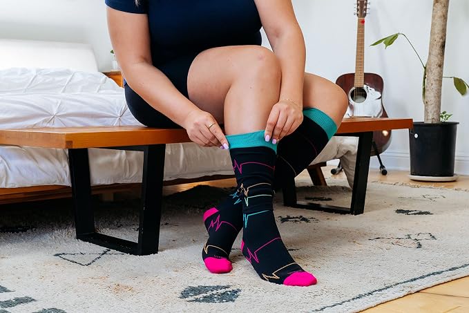 LEVSOX Wide Calf Compression Socks for Women & Men Extra Large Size Support Socks for Nurses Running Pregnant Travel, 15-20 mmHg - Image 5