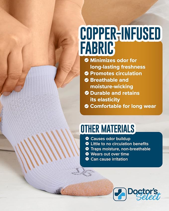 Doctor's Select Copper Ankle Compression Socks for Women and Men - 4 Pairs | Athletic Running Plantar Fasciitis Socks - Image 5