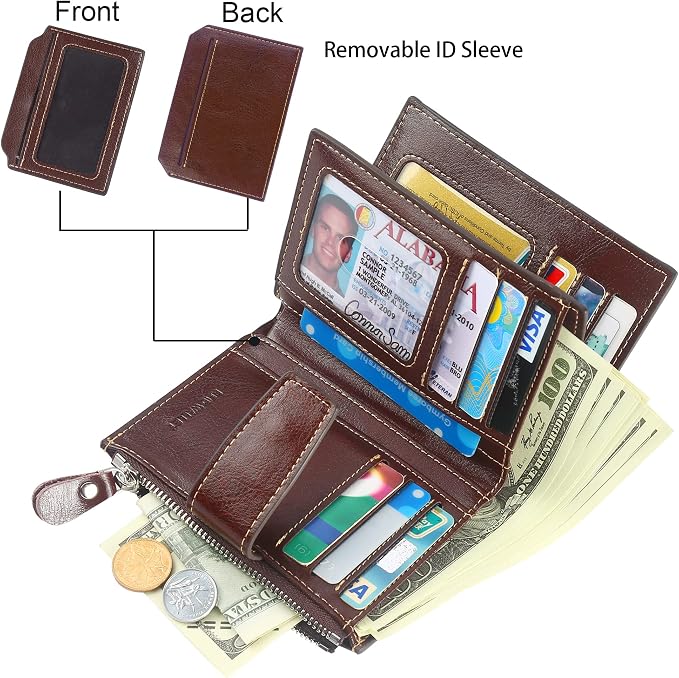 Small Compact Women Wallet RFID Blocking Genuine Leather Bifold Purse with ID Windows - Image 2