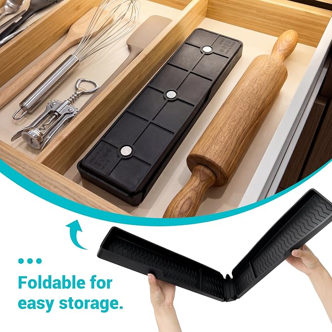 Silicone Over The Stove Shelf, 30 Inch Magnetic Stove Top Organizer - No Drill Space Saving Storage Rack for Spices & Kitchen Utensils, Perfect for Small Kitchen & Apartments （Black） - Image 7