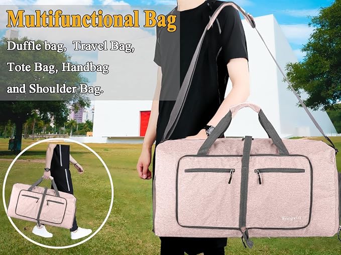 Woogwin Travel Duffel Bag Large Foldable Waterproof Overnight Bag for Beach Swim Bags Pool Sports Gym - Image 6