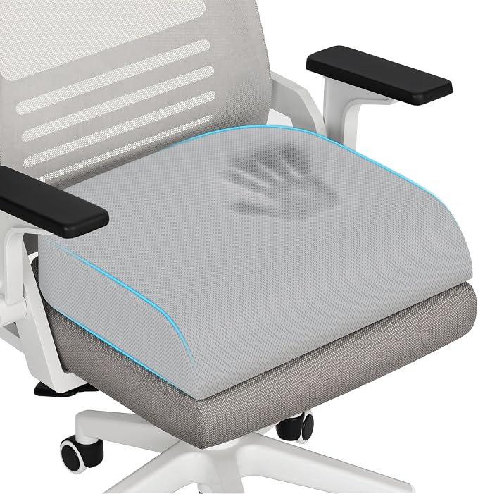 TranquilRelax Memory Foam Seat Cushion for Office Chair, 3-Inch, Light Gray | Medium-firm Support for Long Sitting, Washable Mesh Cover, Non-slip Base, Perfect for Car Seats & Short Drivers by Unknown