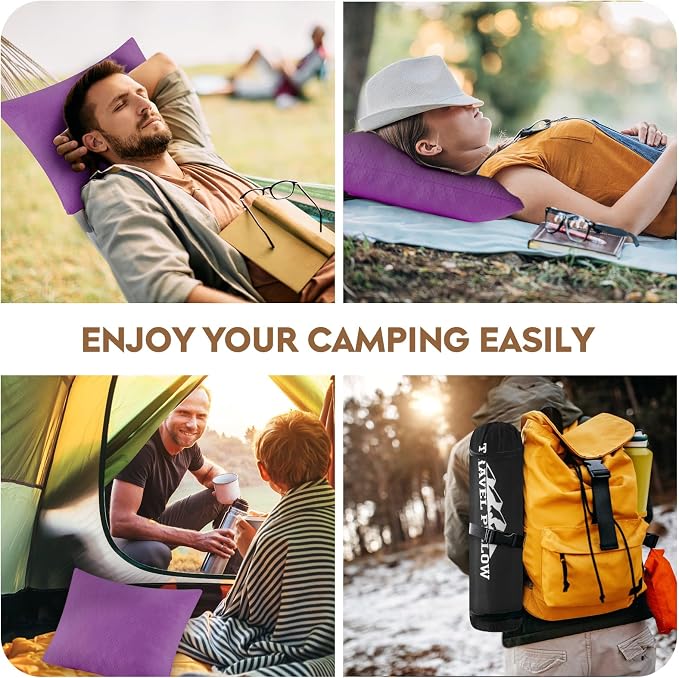 Small Shredded Memory Foam Pillow, Camping Pillow Travel Pillow - Compressible Medium Firm, Breathable Cover, Ideal Backpacking Hiking, Airplane and Car (Purple, L) - Image 7