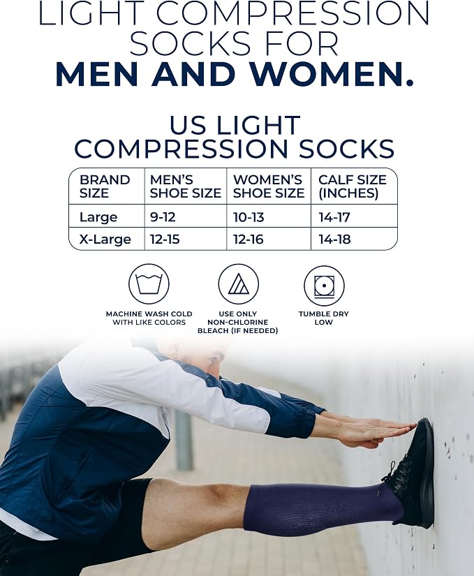 Pembrook® Light Compression Socks for Men & Women - 3 Pairs | 8-15 mmhg Compression Dress Socks for Men | Support Socks - Image 6
