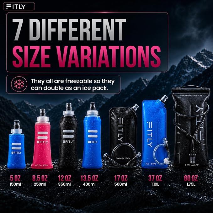 FITLY Soft Flask - Shrink As You Drink Soft Water Bottle for Hydration Pack - Folding Water Bottle Ideal for Running, Hiking, Cycling, Climbing & Rigorous Activity - Image 8