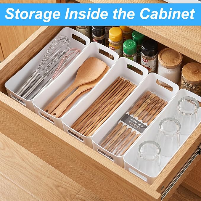 6 Pcs Adhesive Cabinet Door Organizer, White Inside Cabinet Door Organizers and Storage for Kitchen, Bathroom, Office, Garage - No Drilling Space Saver with Strong Sticky Backing - Image 5