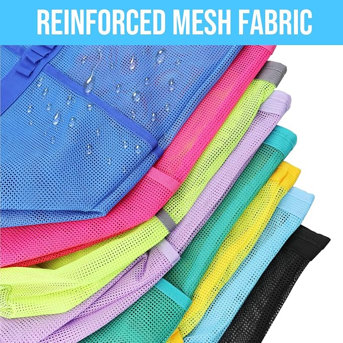 Large Mesh Beach Tote Bag, 9-Pocket Foldable Summer Vacation Beach Bag for Travel, Pool, Gym, Cruise - Image 7