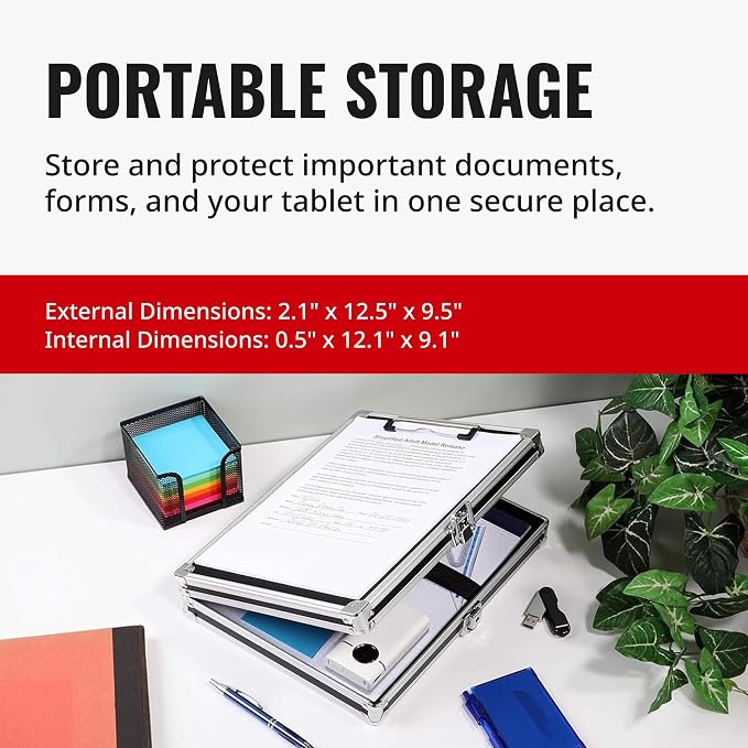 Vaultz Locking Storage Clipboard for Letter Size Sheets, Key Lock, Black (VZ00151) | Secure storage compartment keeps documents protected and organized, durable clipboard design for office, school or travel use - Image 8