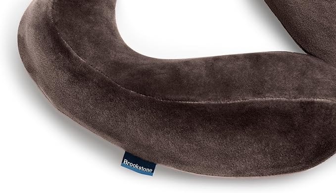 Brookstone Neck Travel Pillow Lightweight Contoured Memory Foam Support | Structured Shape Keeps Your Head Aligned While Seated, Soft Fleece Cover Feels Gentle Against Skin on Flights or Car Rides - Image 3