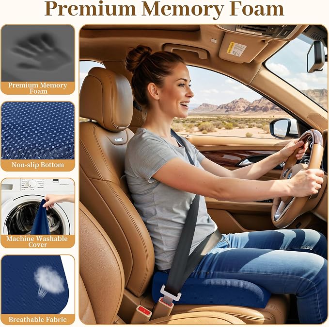 TranquilRelax XL Memory Foam Seat Cushion for Office Chair, 3.35-Inch, Blue | Medium-firm Support for Long Sitting, Washable Mesh Cover, Non-slip Base, Perfect for Car Seats & Short Drivers - Image 2