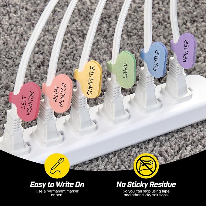 Wrap-It Storage Cable Labels - Oval, Macaron (36 Pack) | Write On Cord Labeler Wire Label Tags - Image 2