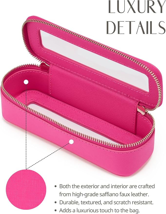 Slim Makeup Brush Bag Travel Clear Toiletry Bag for Women Cute Make Up Bag for Traveling Cosmetic Bag Organizer Waterproof Tansparent Beauty Makeup Case Hot Pink - Image 6