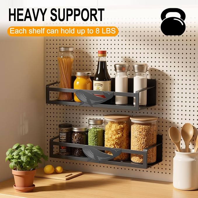 Magnetic Spice Rack for Refrigerator, 2 Pack Metal Magnetic Shelf Organizer for Fridge Side, Strong Spice Storage Rack for Kitchen, Black - Image 4