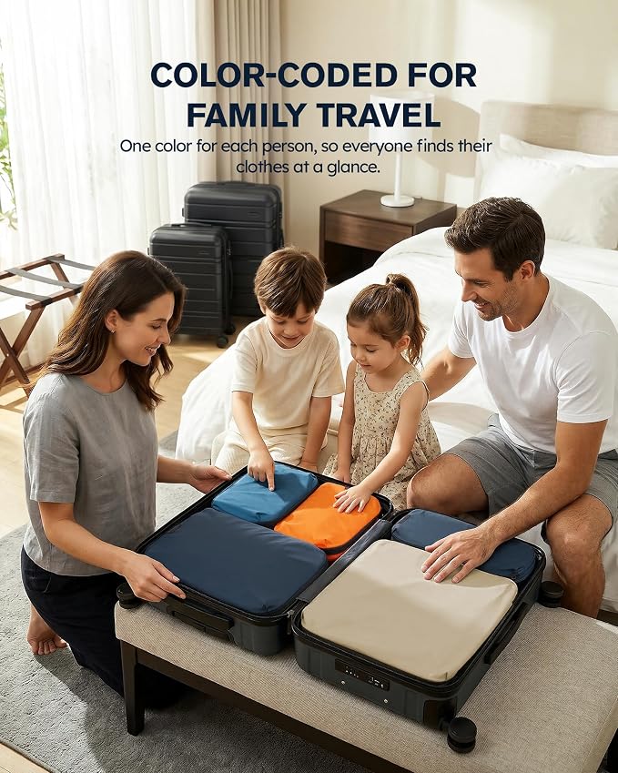 Tolaccea Travel Packing Cubes Set Compression Organizers for 20" Luggage | Lightweight Ripstop Nylon | Compression Zippers Save Space | Organized Packing for Weekend Business Trips | Extra Laundry Bag - Image 11