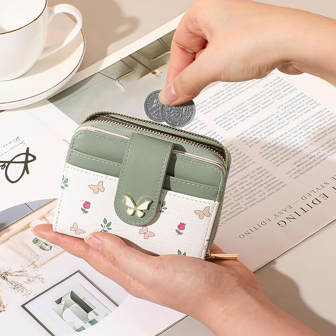 Small Wallet for Women Rfid Bifold Leather Card Holder Wallet With Zipper Pocket - Image 6