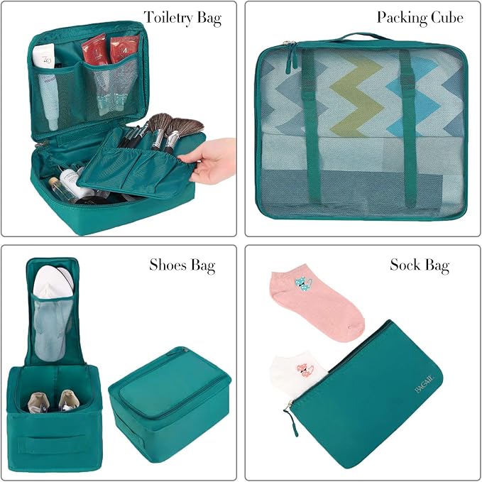 BAGAIL 8 Set Packing Cubes Luggage Packing Organizers for Travel Accessories-Aqua Color - Image 3