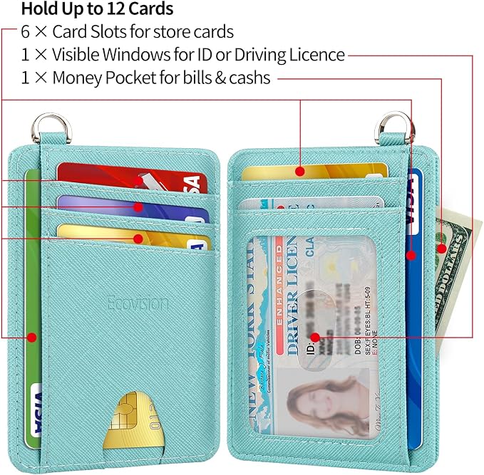 Slim Minimalist Front Pocket Wallet, RFID Blocking Credit Card Holder Wallet with Detachable D-Shackle for Men Women - Image 5