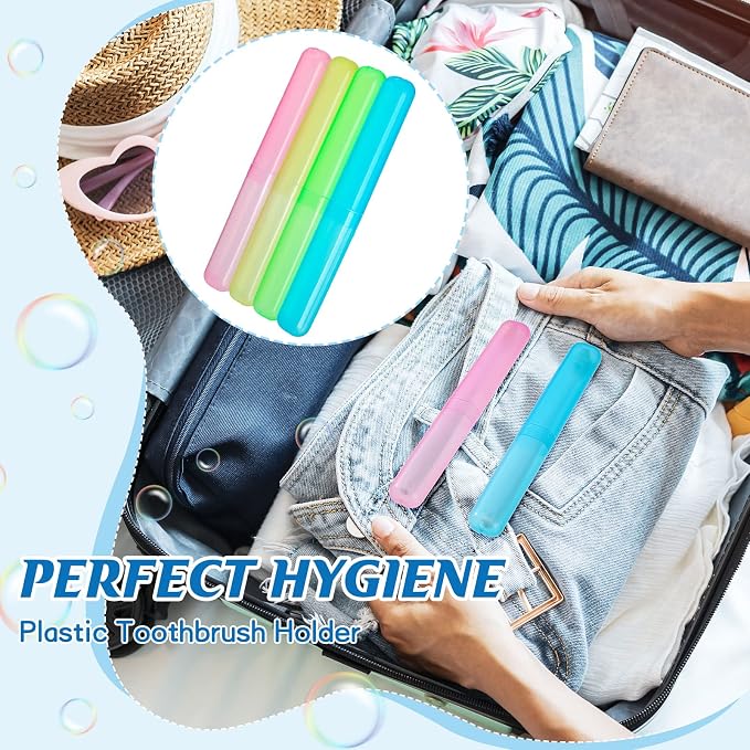 Jeyiour 120 Pcs Travel Toothbrush Holder Bulk Multiple Portable Toothbrush Case Storage Plastic Breathable Toothbrush Travel Containers for Trip Camping Home Outdoor(Classic Style) - Image 7