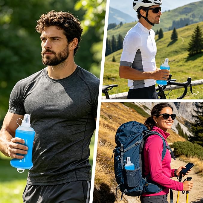 150ML Soft Flask, TPU Collapsible Soft Water Bottle for Hydration Pack, Running Vest, Leak-Proof Folding Water Bottle for Hiking Cycling Climbing Jogging- 1Pcs, Blue - Image 6
