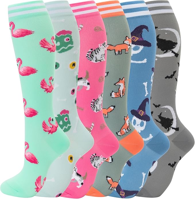 fenglaoda Compression Socks for Women Men Support Circulation 6 Pairs Socks For Nurse, Travel, Flight by fenglaoda