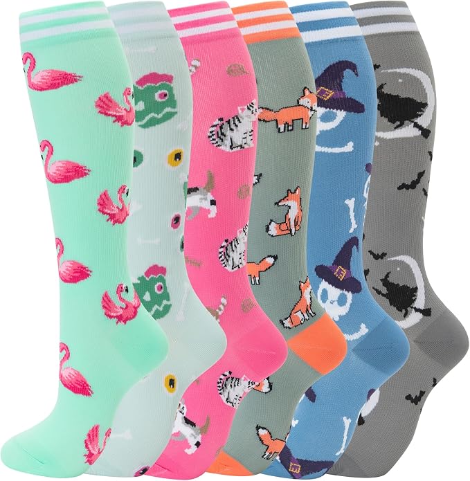 fenglaoda Compression Socks for Women Men Support Circulation 6 Pairs Socks For Nurse, Travel, Flight by fenglaoda