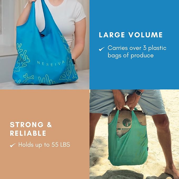 55 Pound Reusable Shopping Bag - Folds into a Small Pouch - Washable Reusable Grocery Bag, Durable & Stylish with handles for Easy Shoulder or Hand Carry - Image 4