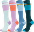 fenglaoda Compression Socks Women Men 4 Pairs, Knee High Support Socks for Running, Sports, Travel, Flight, Nurse by fenglaoda