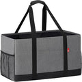 Extra Large Utility Tote Bag, Foldable Reusable Grocery Bags with Metal Wire Frame & Reinforced Bottom Board, Stand Up Large Utility Tote for Shopping, Beach Bag, Laundry, Car (Grey) by RVSNQ