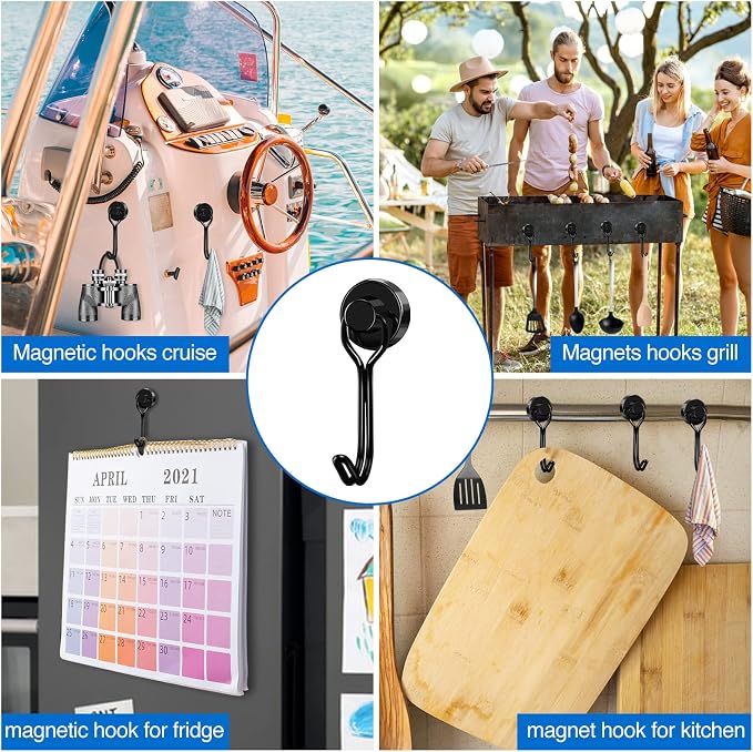 LOVIMAG Swivel Magnetic Hooks, 30LBS, Pack of 6 | Cruise Cabin Ship Essentials 2026, Heavy Duty Magnets for Refrigerator, Classroom, Kitchen, Hanging Mug, Black - Image 8