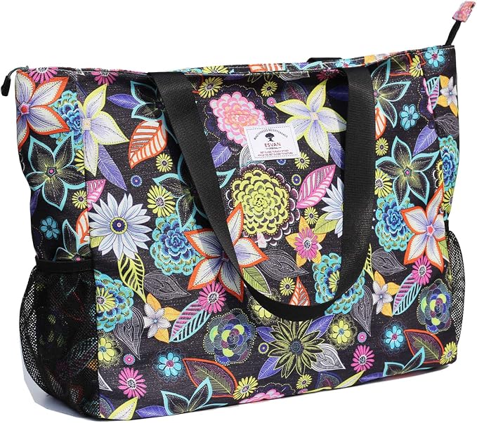 ESVAN LARGE BEACH BAG Water Resistant Lightweight 20 inch Women Oversize Tote Bag for Gym Beach Travel Pool Yoga Nurse by ESVAN