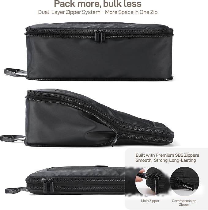 EPICKA TripCozy Compression Packing Cubes, 4 Set, Dark Grey | Durable Expandable Travel Organizer Bags with Mesh Tops for Space-Saving Storage of Clothes & Accessories in Luggage - Image 2