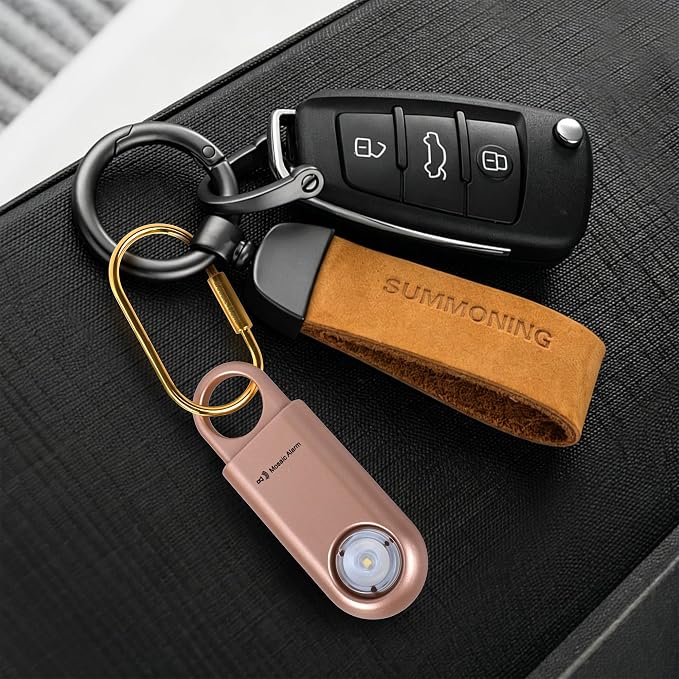 130dB Personal Safety Alarm Strobe Light. Loud Sound Keychain Siren with Carabiner for Women, School Children, Night Runners, Hiking. Bear Alarm Deterrent. SOS Emergency Self Defense Alerts. Rose Gold - Image 5