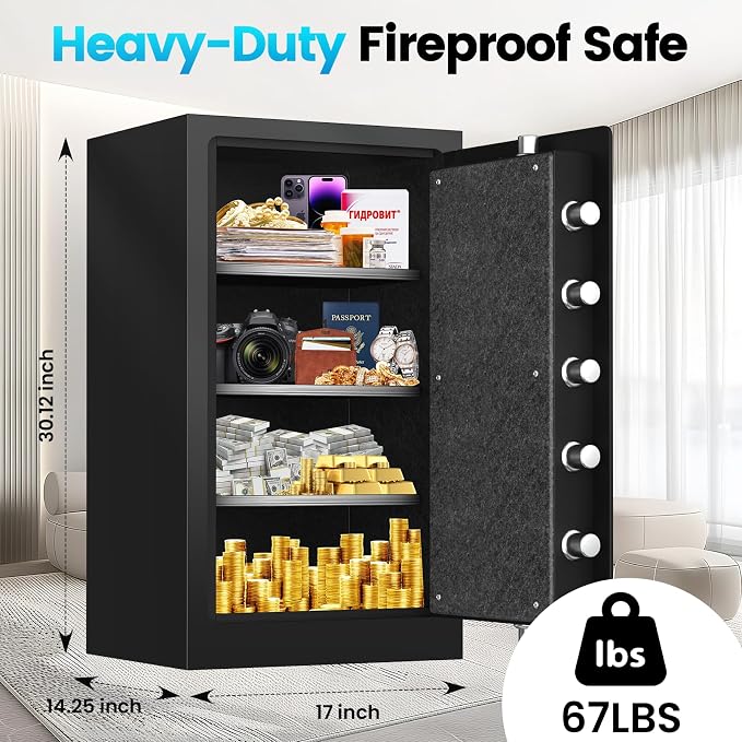 [ ] [ °] True Fire Proof Safe | 7.2 Cuft Large Fireproof Safe for Home With Removable Shelf, Heavy Duty Safe Box with Anti-theft for Cash Valuables - Image 2