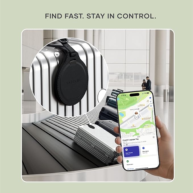 Satechi FindAll Luggage Tag, Find My Compatible, TSA-Friendly, Black | Bluetooth Tracker, airport tracking, left-behind alerts, loud audible chime, wireless rechargeable, for iPhone, iPad, Mac - Image 4