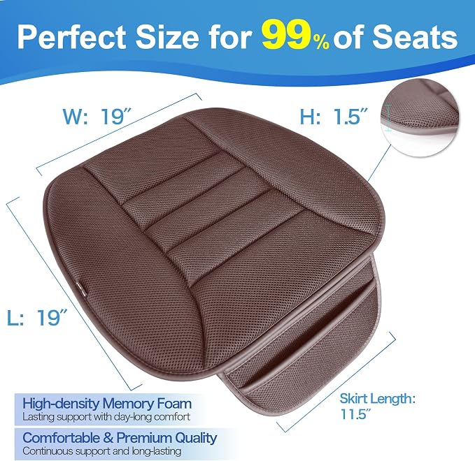 Lofty Aim Car Seat Cushion for Driving, Memory Foam Driver Seat Cushion | Car Seat Cushion for Long Driving, Automotive Seat Cushion for Pain Relief, Car Seat Pillow Fits Vehicles, Office, 4D Brown - Image 5