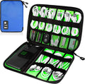 Cord Organizer Travel, Electronics Organizer Tech Pouch - Portable Cable Organizer Bag for Cords, Charger, Phone, SD Card, Power Bank for Travel & Daily Use -Royal Blue Green by Unknown