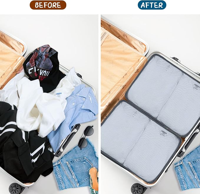 Packing Cubes Set, 2 Pcs Packing Organizers Set for Suitcases (Grey) - Image 5